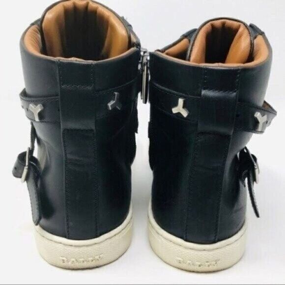 Bally Helena woman Hightop sneaker US 8.5 BoxÑ embellished black leather laceup - Picture 6 of 8